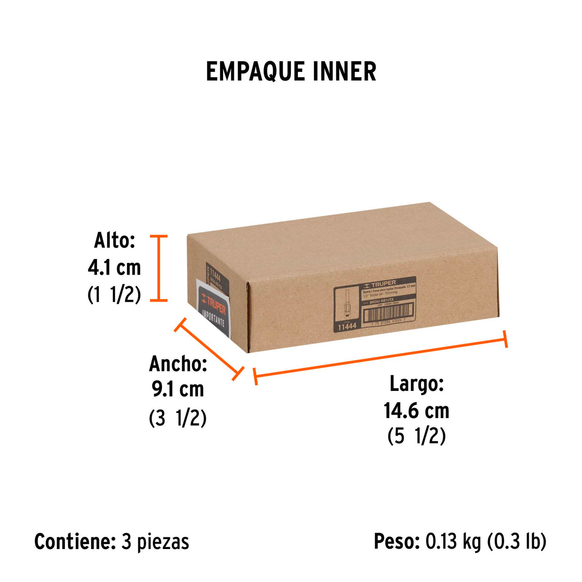 Broca para router corte recto con balero Truper 1/2"