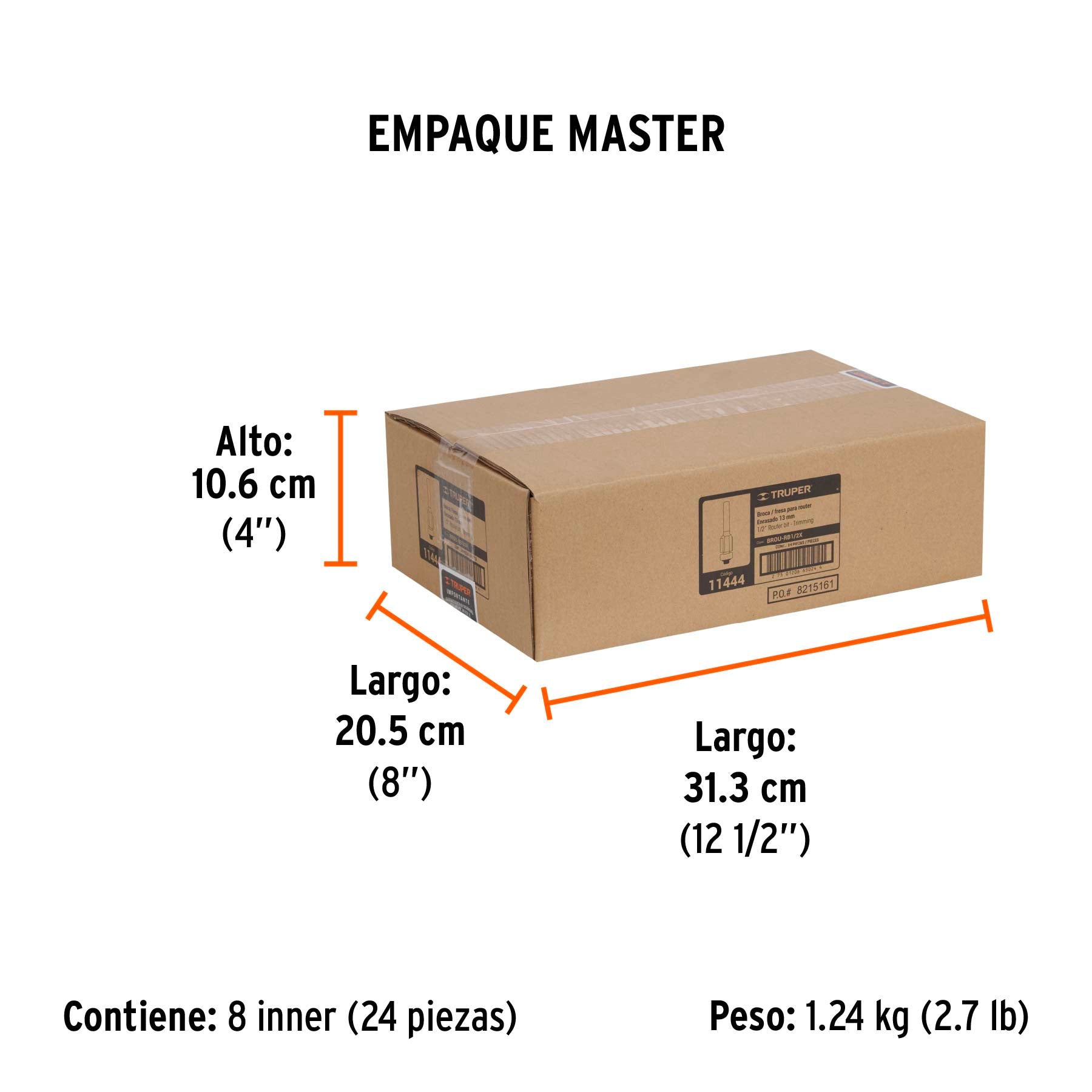 Broca para router corte recto con balero Truper 1/2"