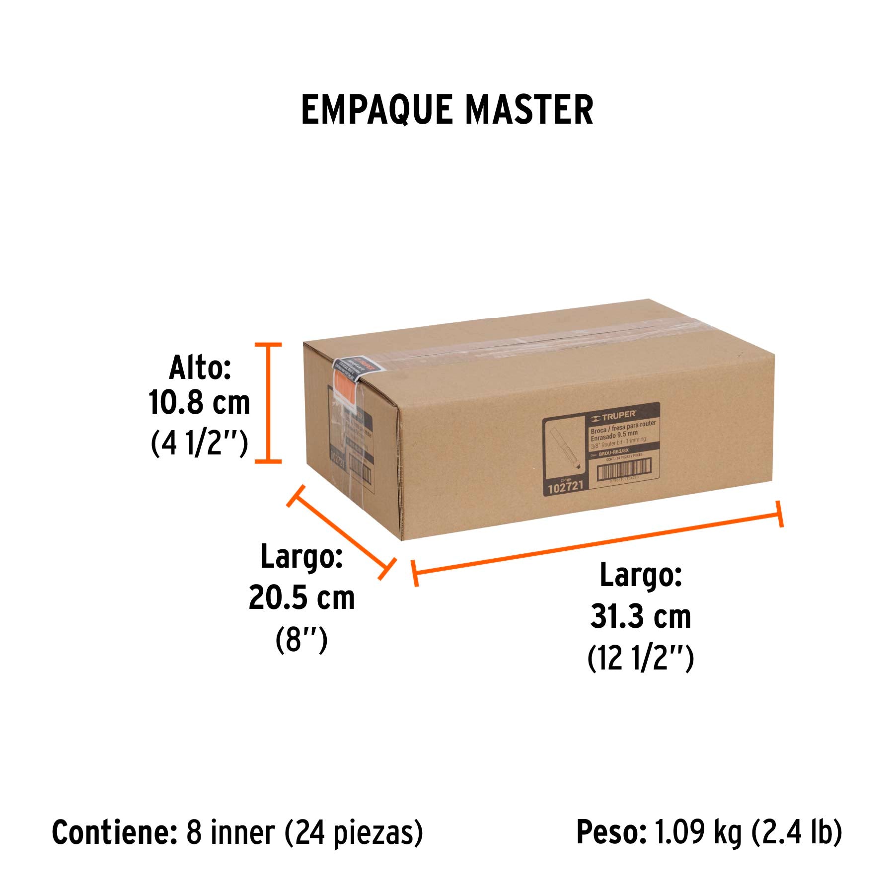 Broca para router corte recto con balero Truper 3/8"