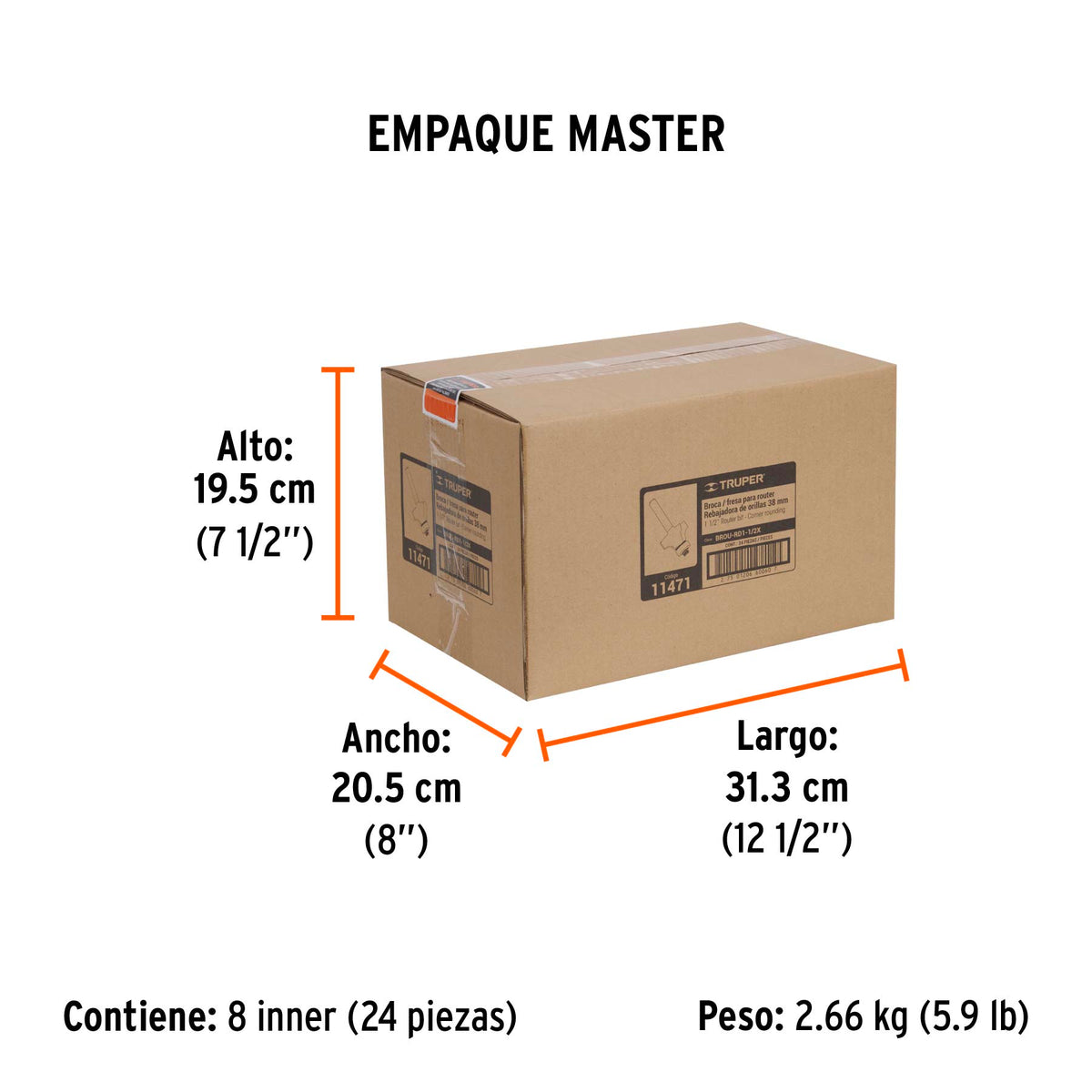 Broca para router redondeado con balero Truper 1-1/2"