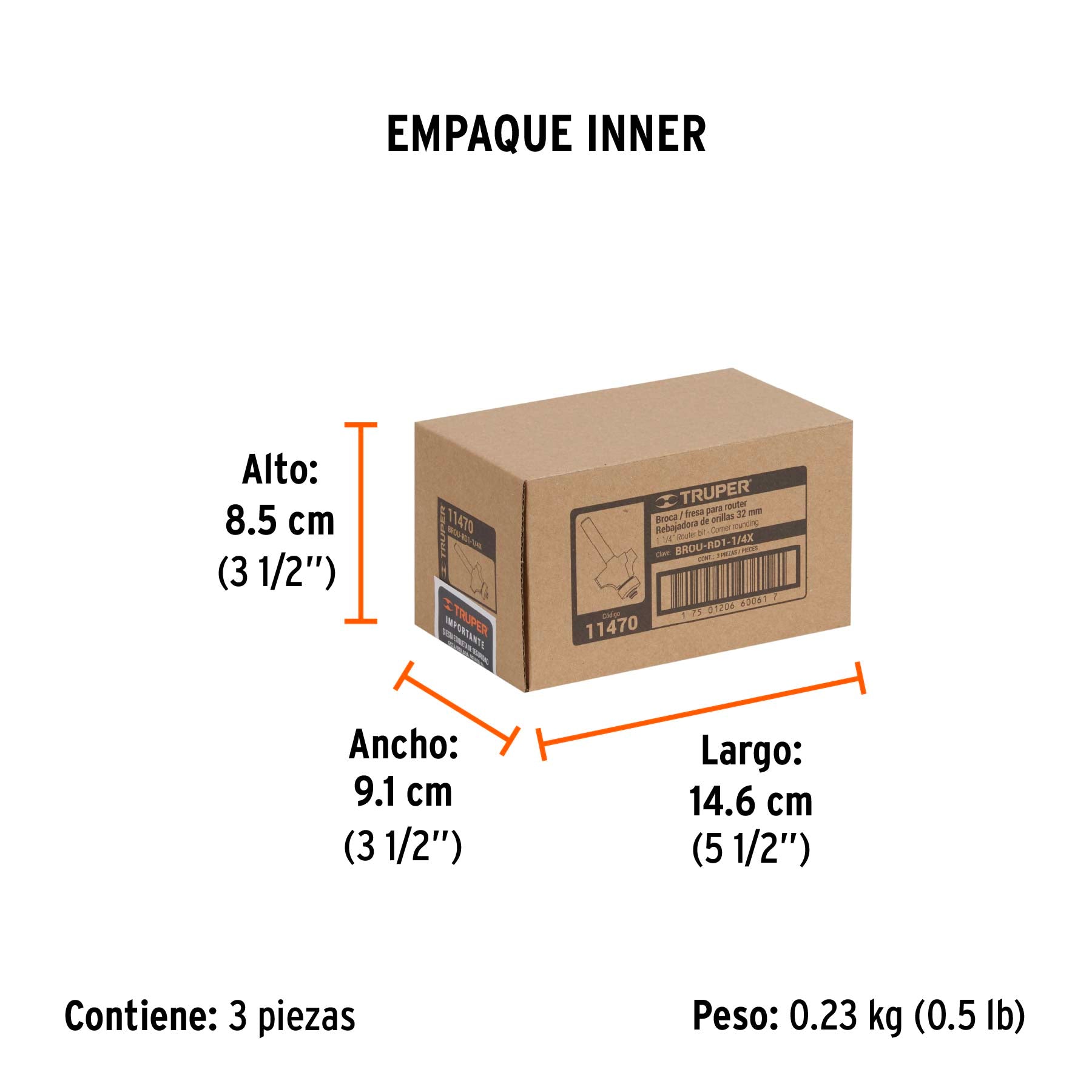 Broca para router redondeado con balero Truper 1-1/4"