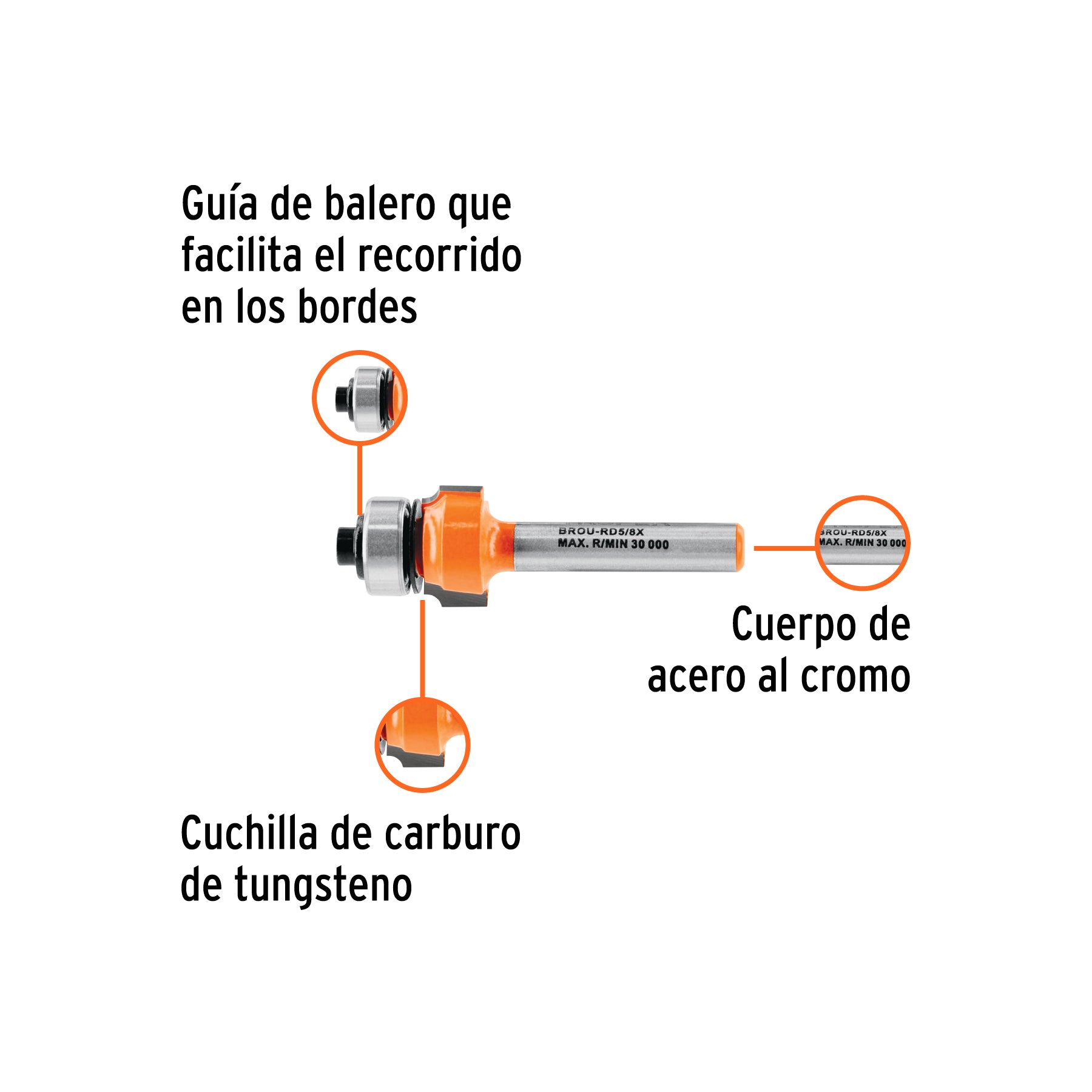 Broca para router redondeado con balero Truper 5/8"