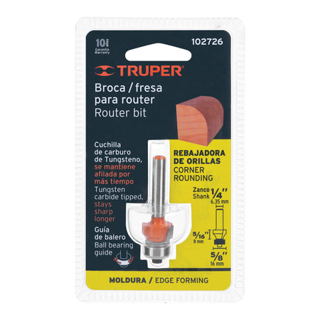 Broca para router redondeado con balero Truper 5/8"