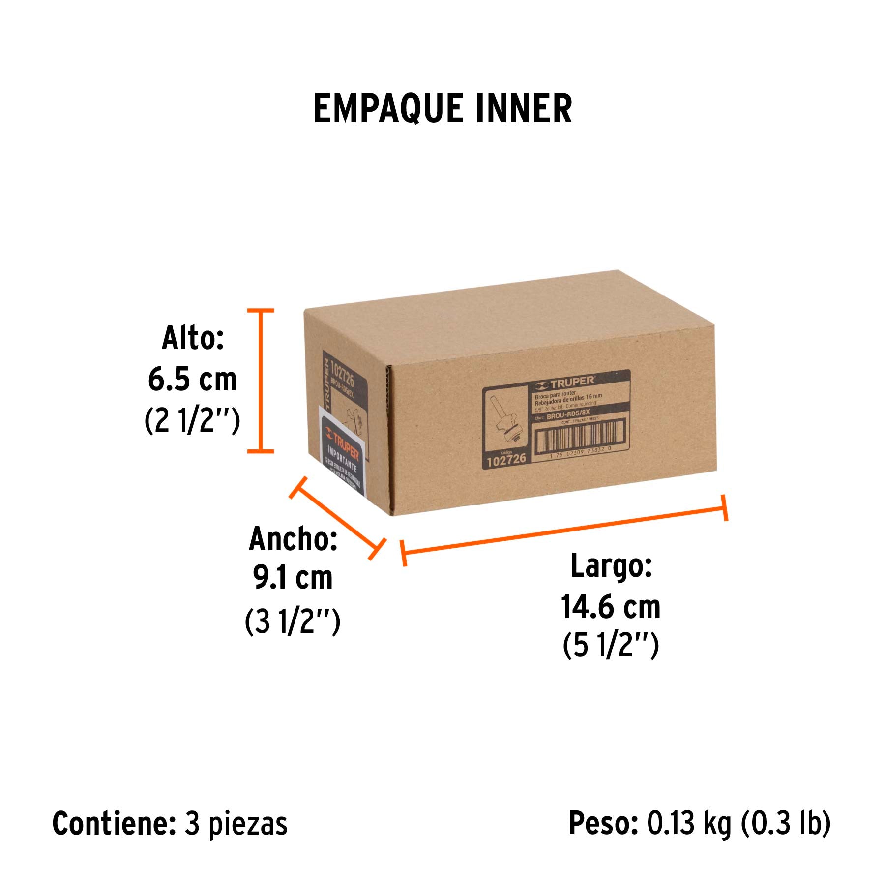 Broca para router redondeado con balero Truper 5/8"