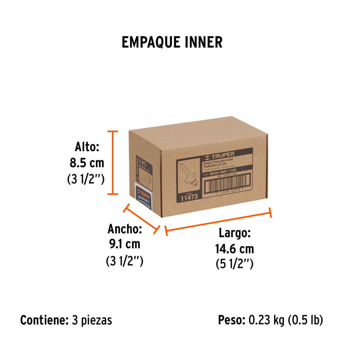 Broca para router redondeado con moldura con balero 1-1/4"