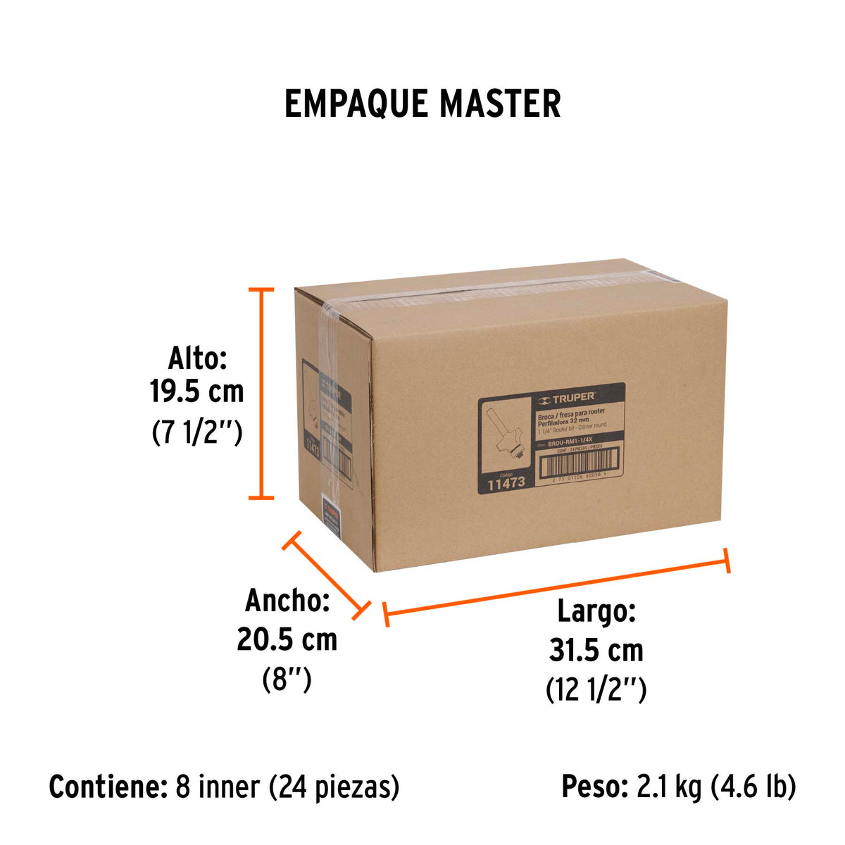 Broca para router redondeado con moldura con balero 1-1/4"