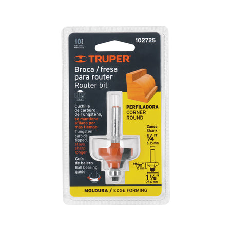 Broca para router redondeado con moldura con balero 1-1/8"