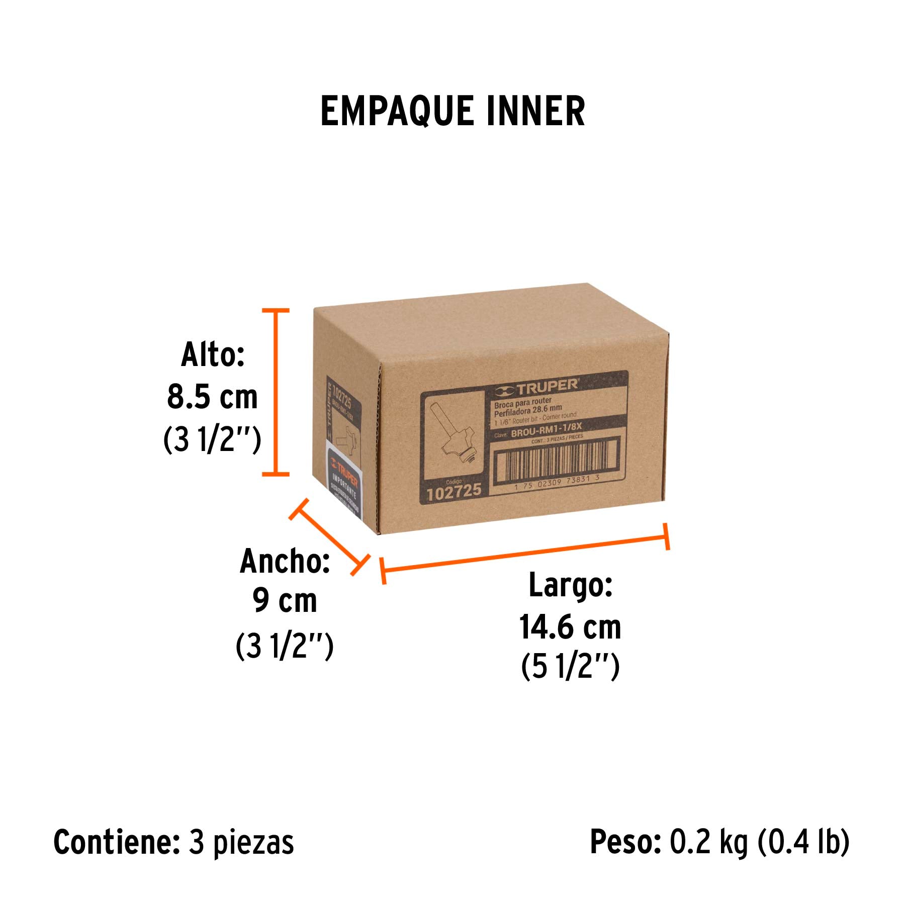 Broca para router redondeado con moldura con balero 1-1/8"