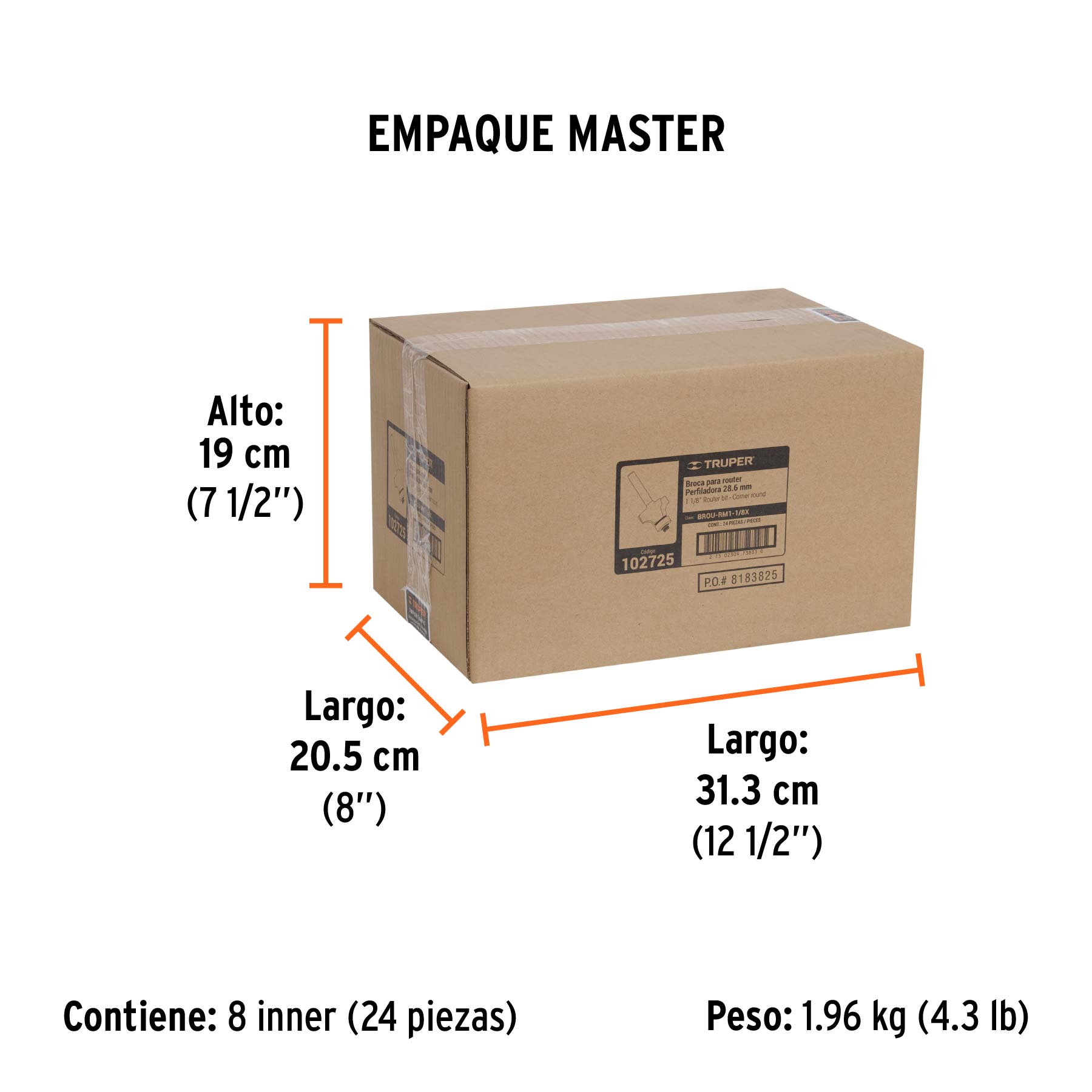 Broca para router redondeado con moldura con balero 1-1/8"