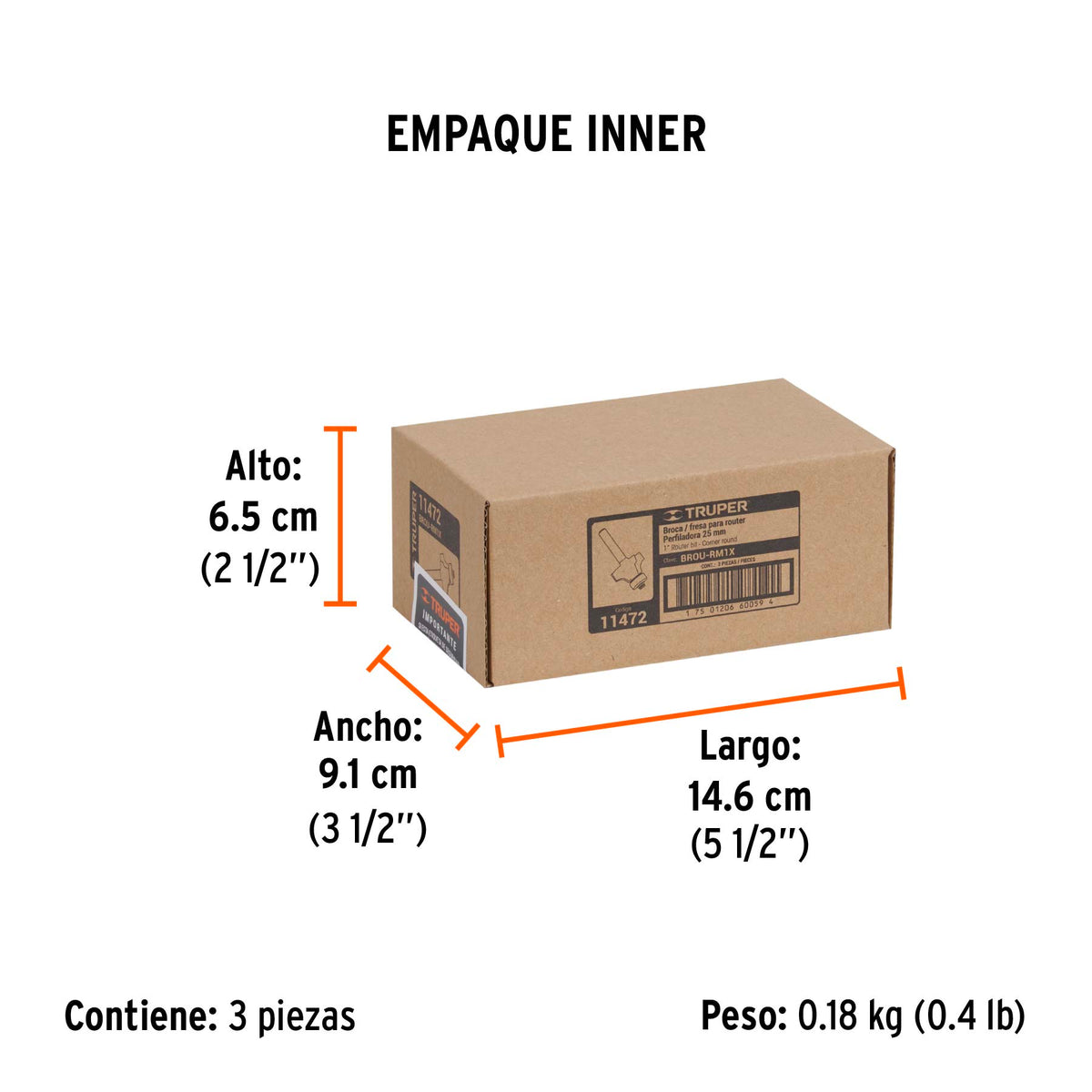 Broca para router redondeado con moldura con balero 1"