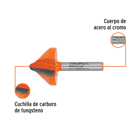 Broca para router corte en "V" Truper 1-1/8"