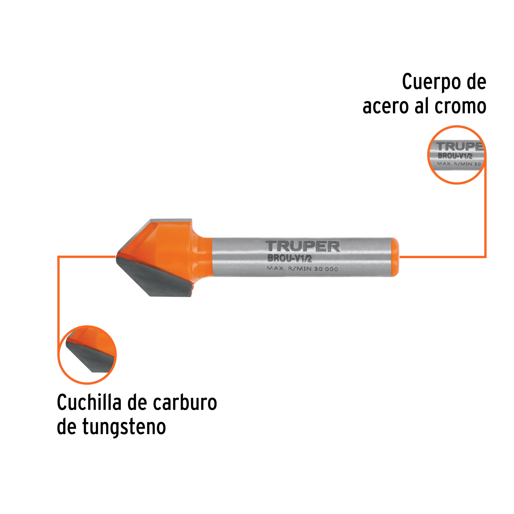 Broca para router corte en "V" Truper 1/2"