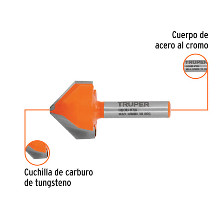 Broca para router corte en "V" Truper 7/8"