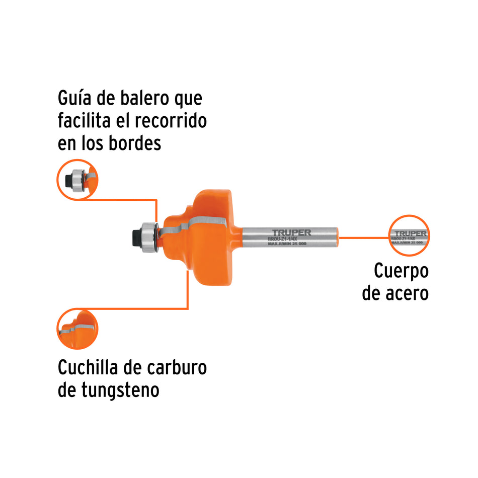 Broca para router zafiro 1-1/4" con balero Truper