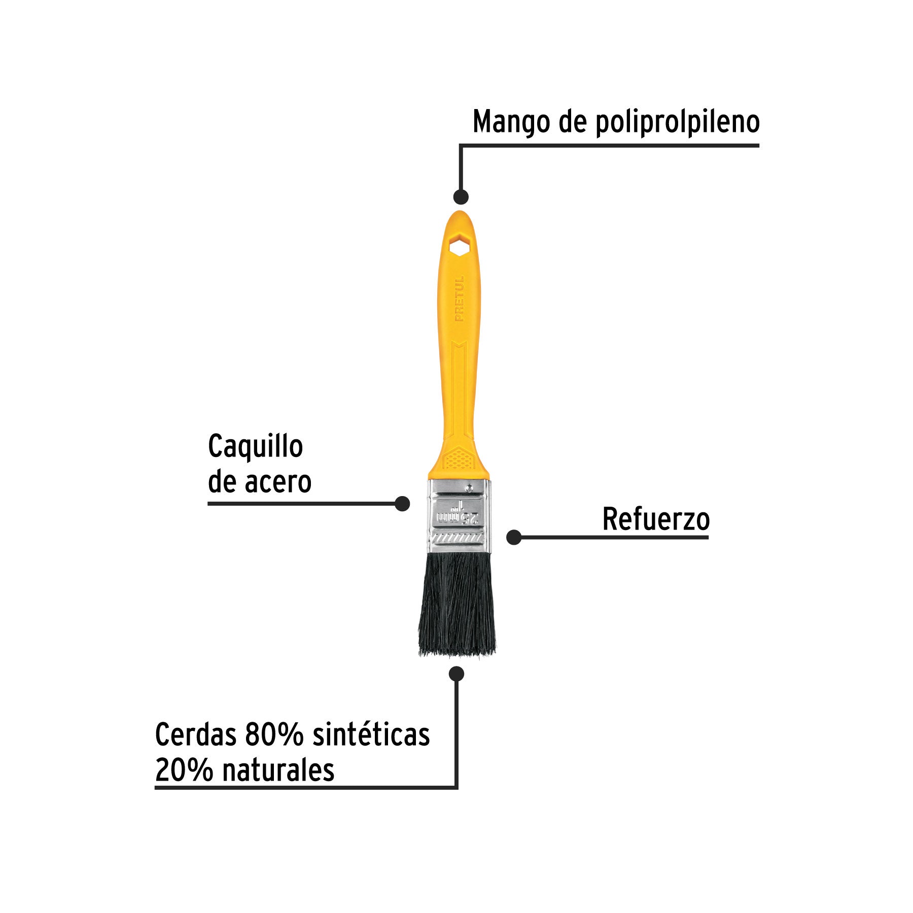 Brocha uso general de con mango de plastico Pretul 1/2"