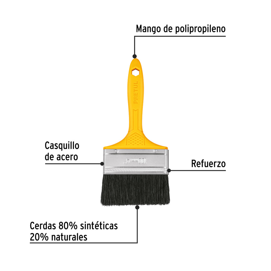 Brocha uso general de con mango de plastico Pretul 4"