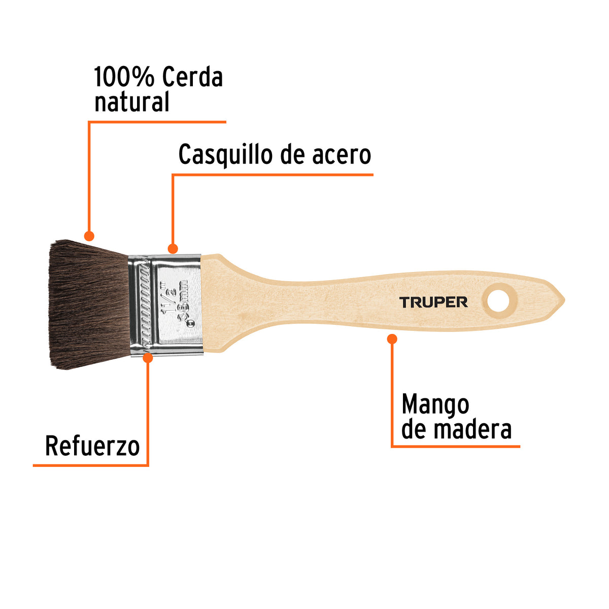 Brocha pelo de camello de con mango de madera TRUPER 1-1/2"