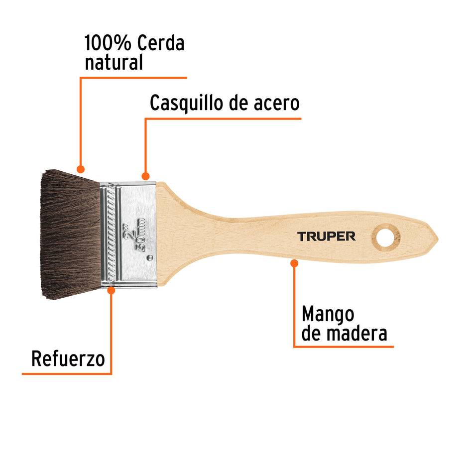 Brocha pelo de camello de con mango de madera TRUPER 2"