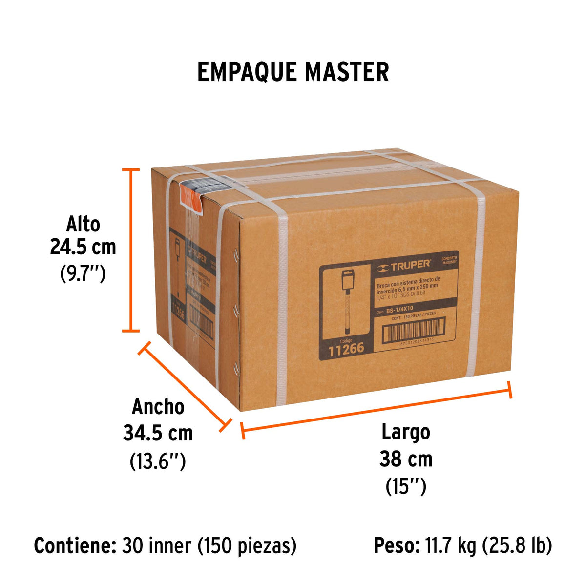 Broca SDS Plus 1/4 x Truper 10"