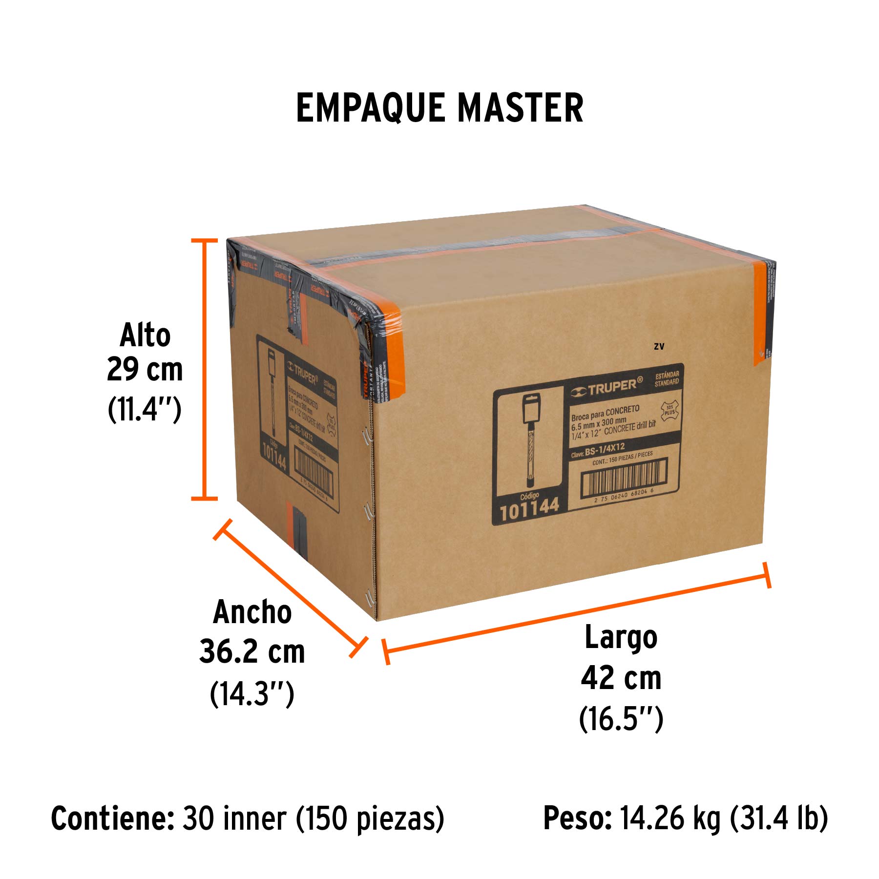 Broca SDS Plus 1/4 x Truper 12"