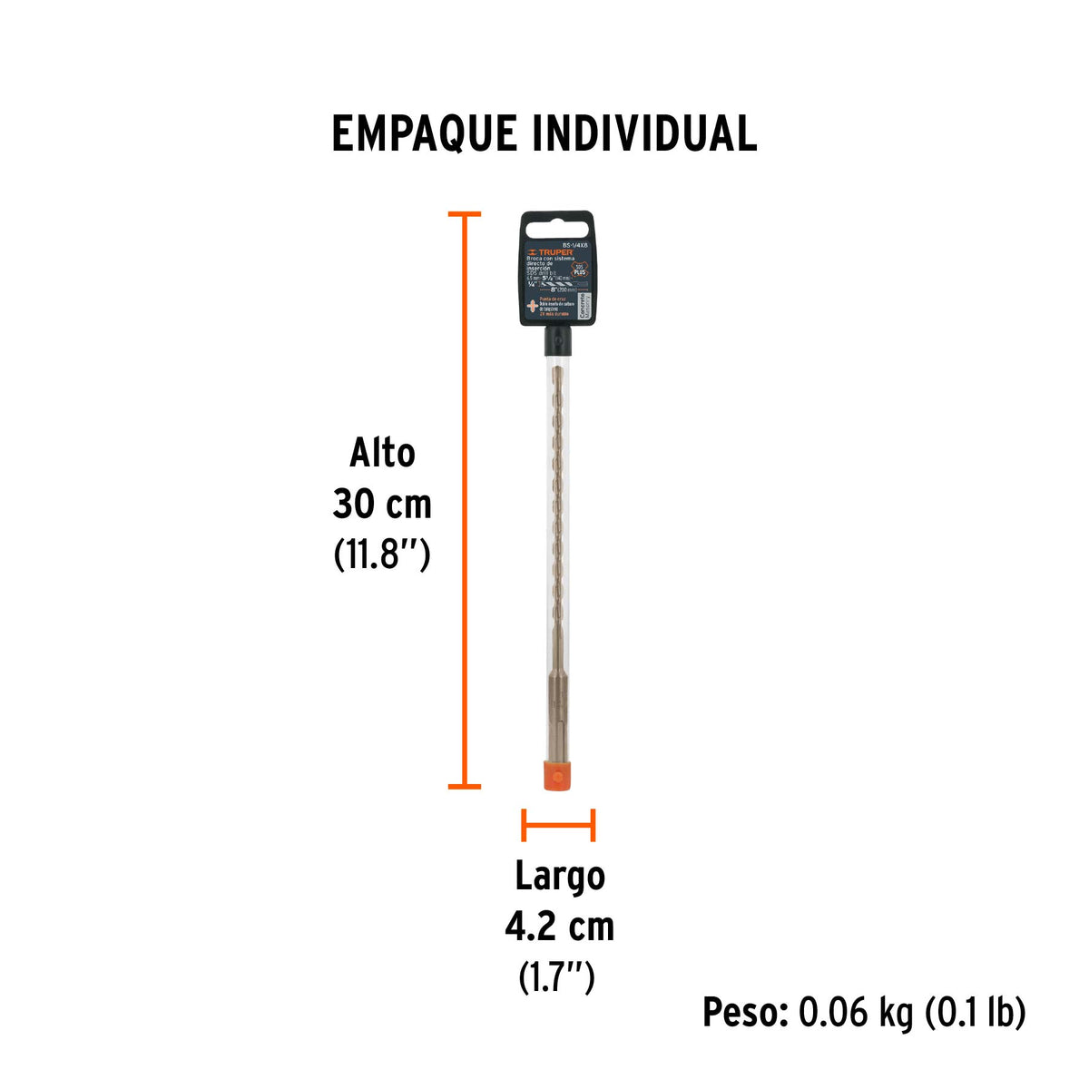 Broca SDS Plus 1/4 x Truper 8"
