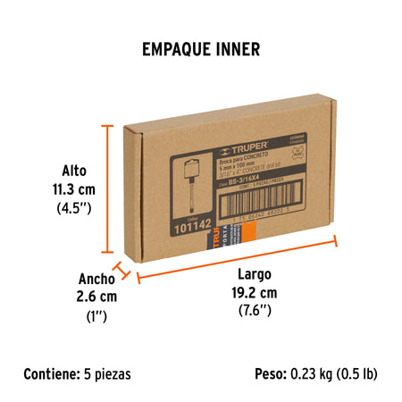 Broca SDS Plus 3/16 x Truper 4"