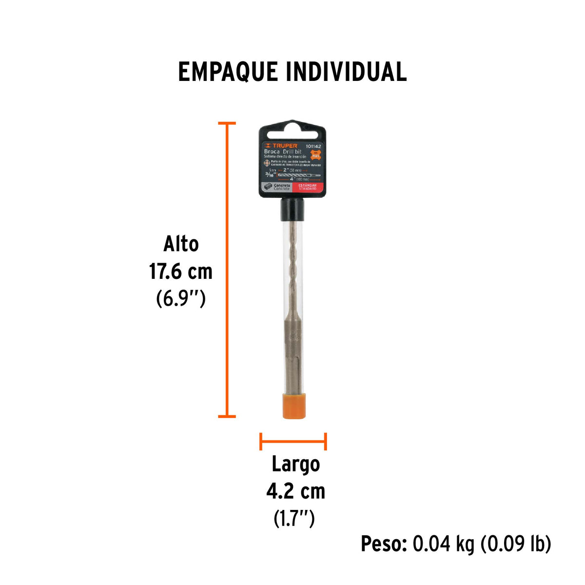 Broca SDS Plus 3/16 x Truper 4"