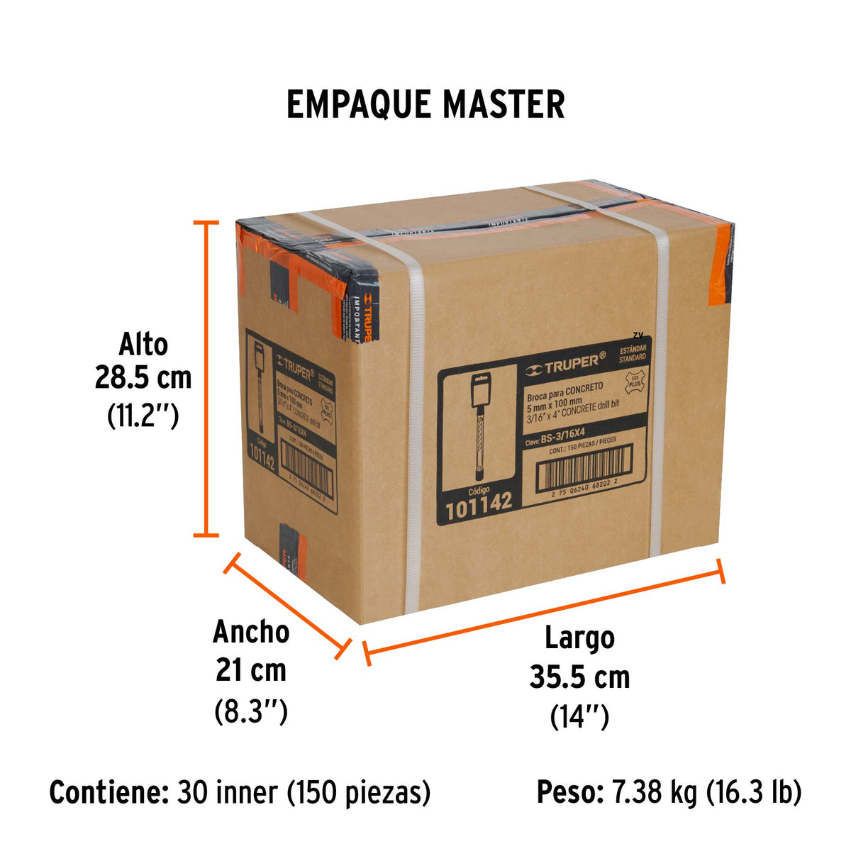 Broca SDS Plus 3/16 x Truper 4"