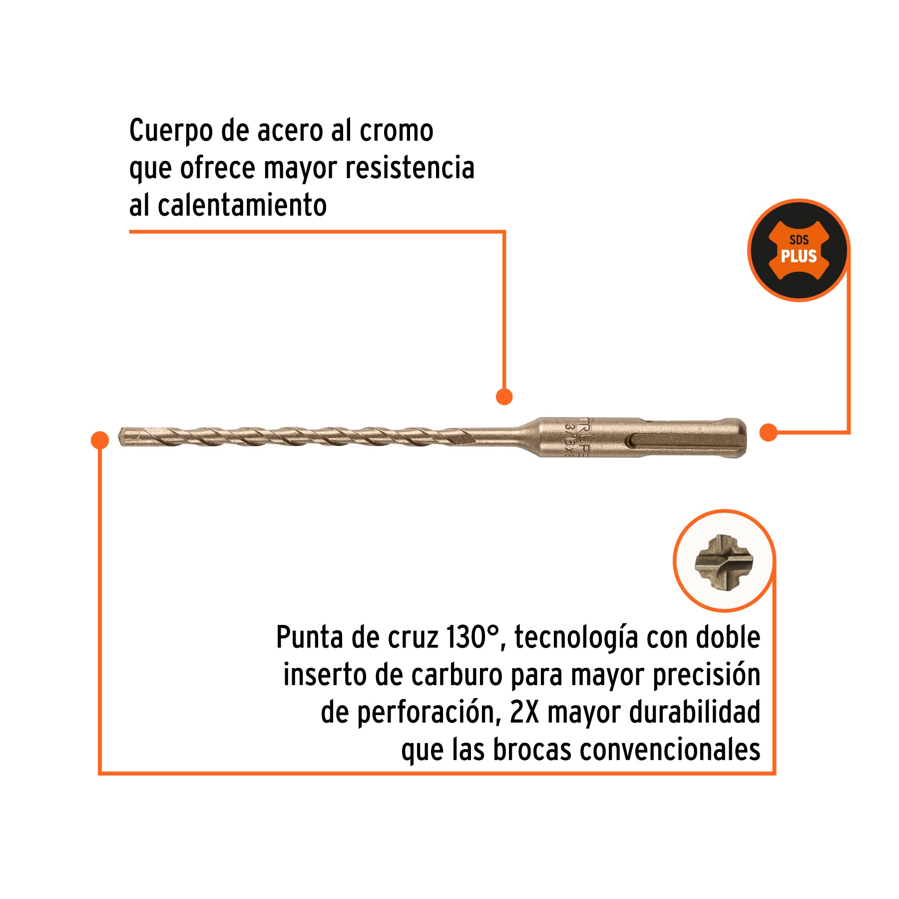 Broca SDS Plus 3/16 x Truper 6"