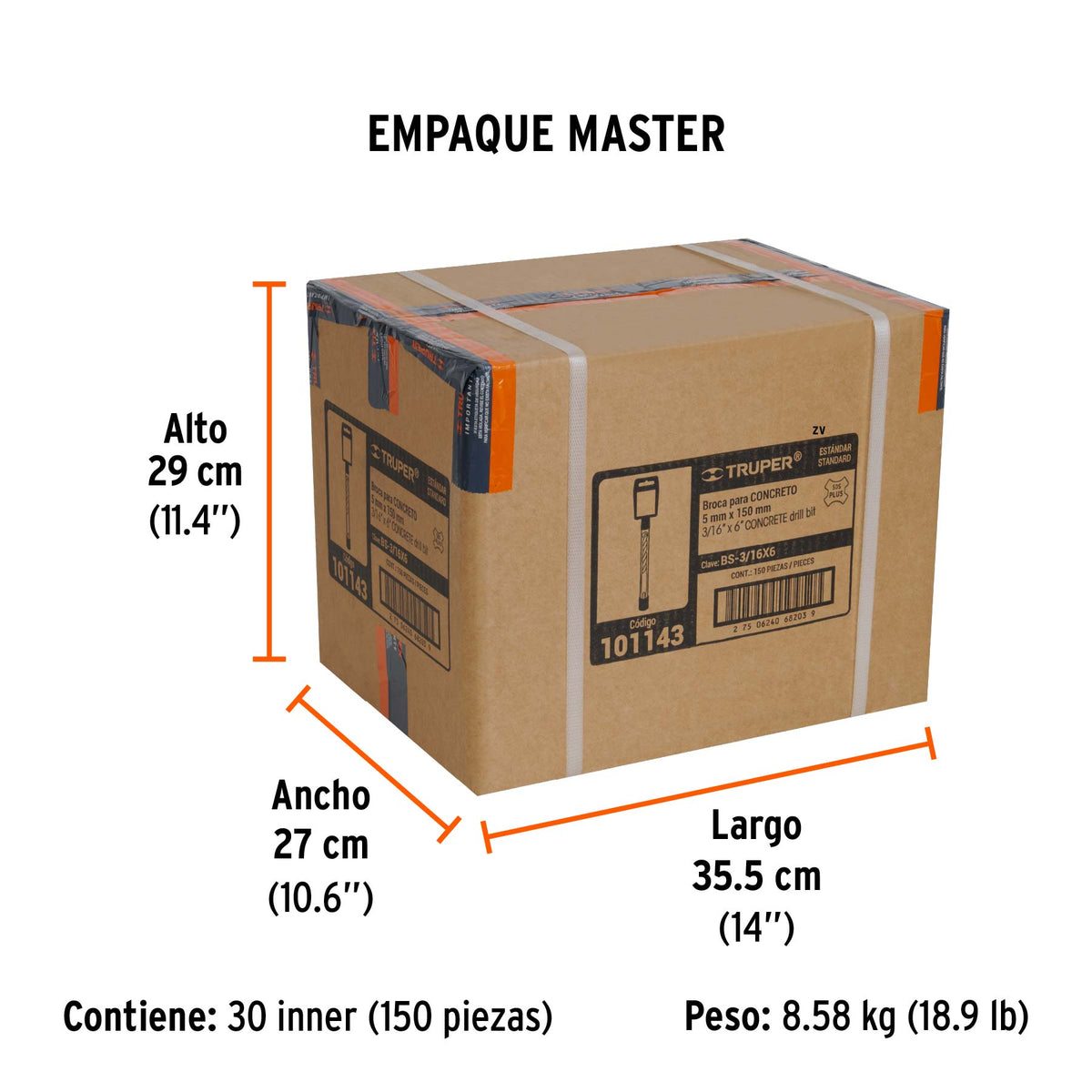 Broca SDS Plus 3/16 x Truper 6"