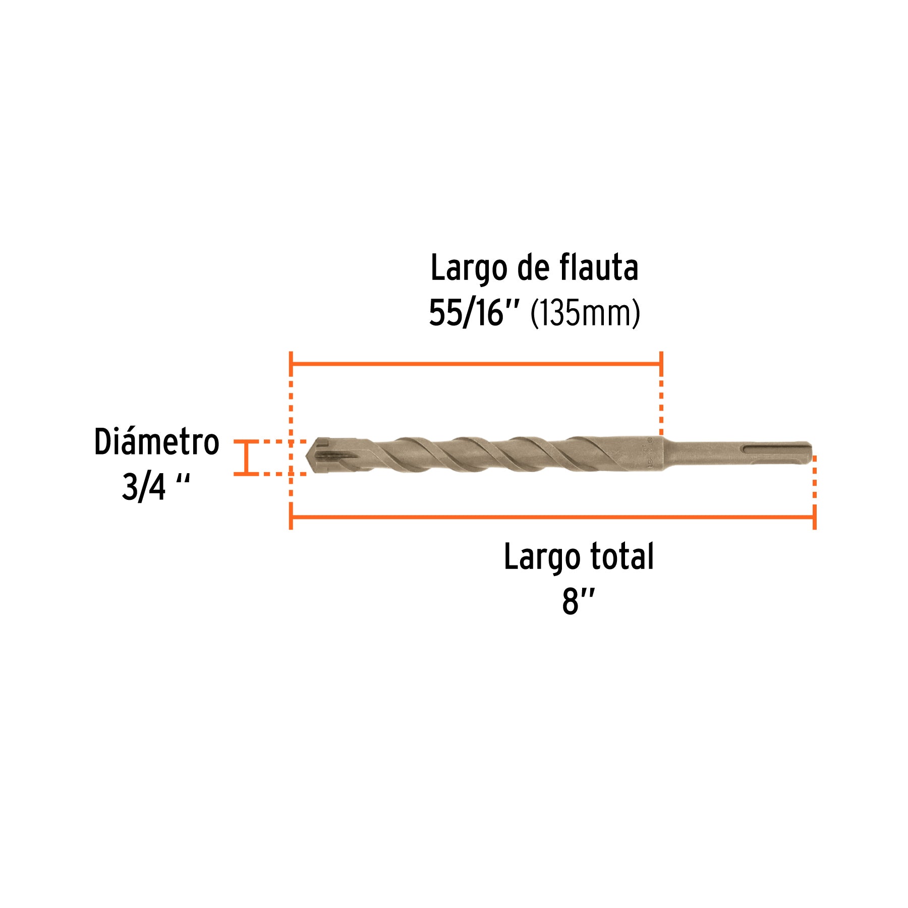 Broca SDS Plus 3/4 x Truper 8"