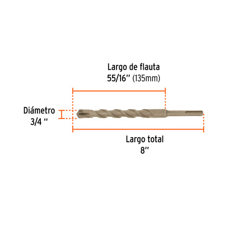 Broca SDS Plus 3/4 x Truper 8"