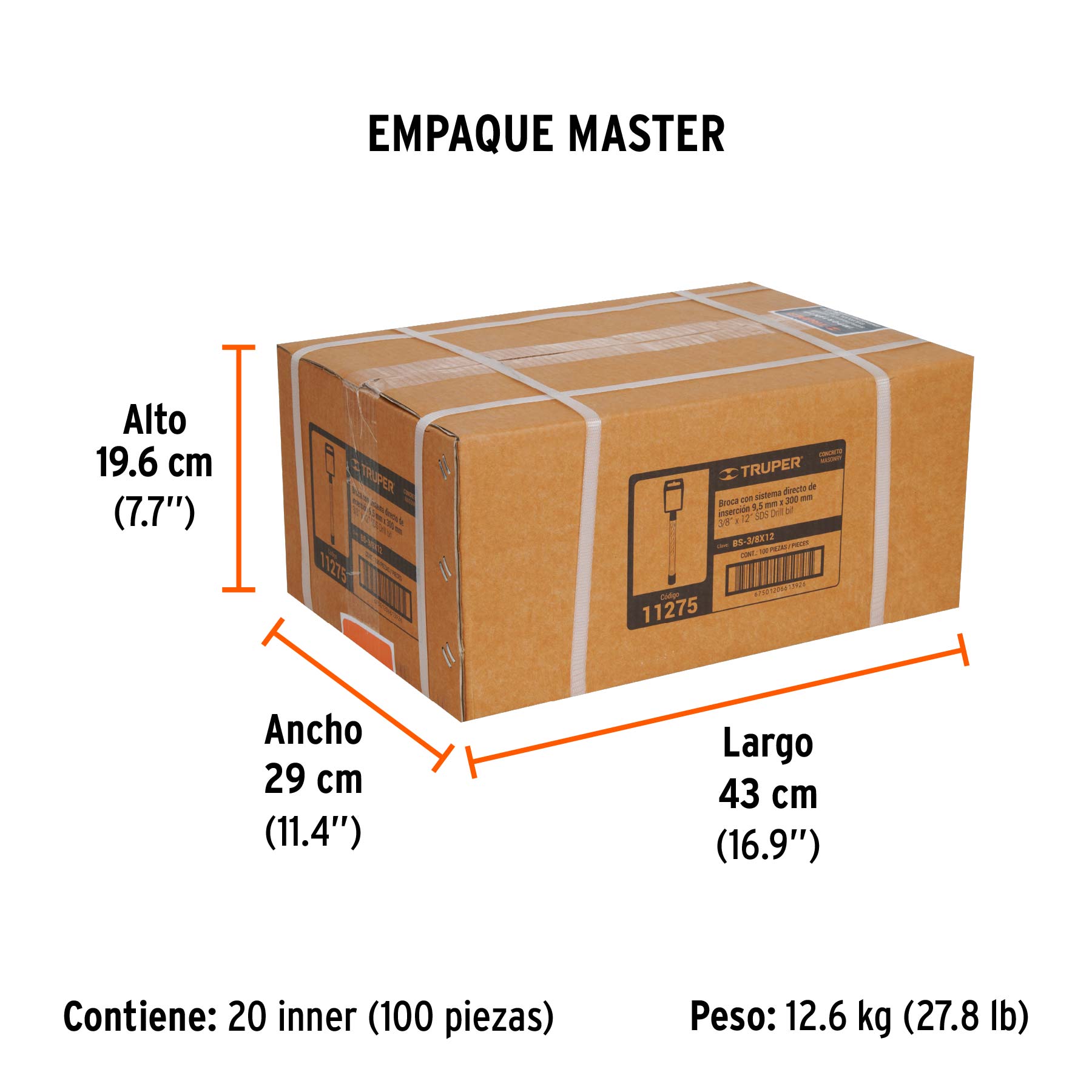 Broca SDS Plus 3/8 x Truper 12"