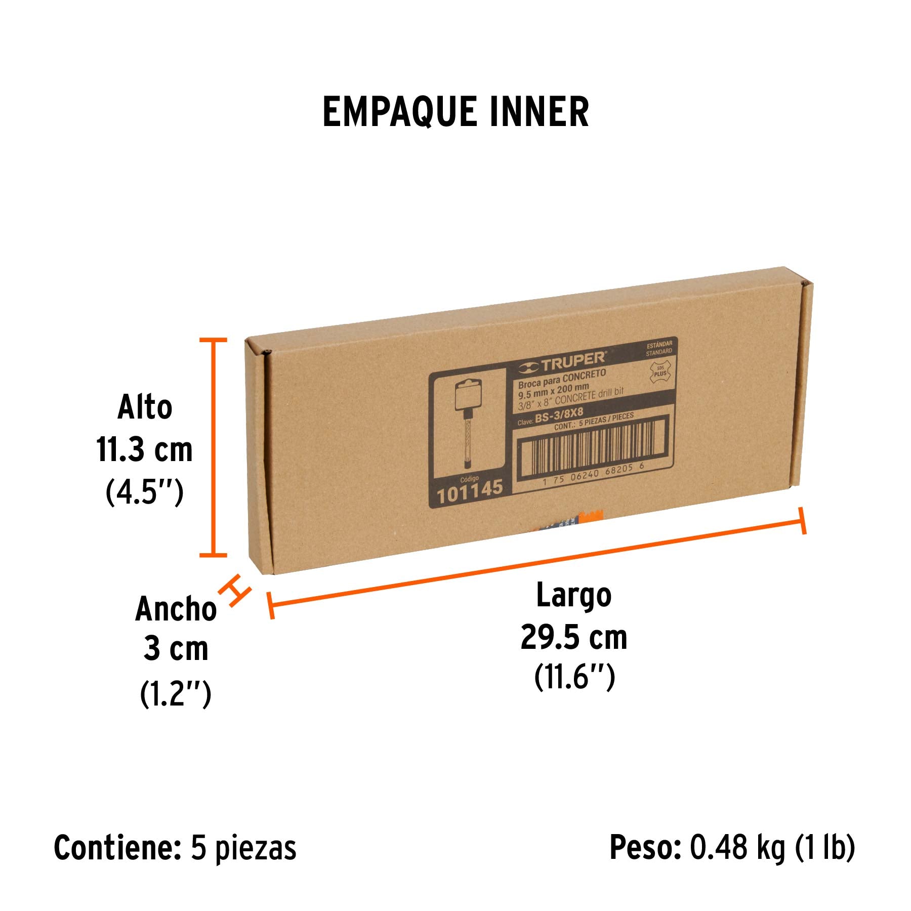 Broca SDS Plus 3/8 x Truper 8"