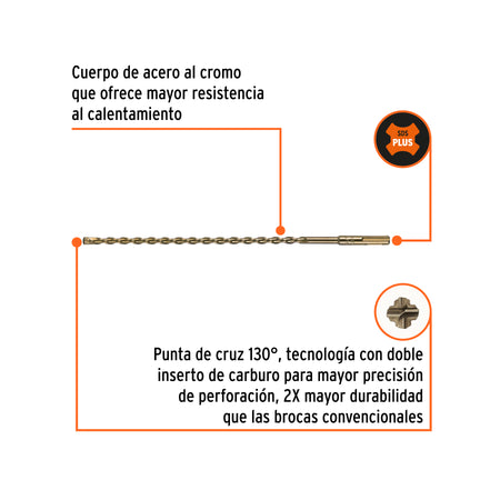 Broca SDS Plus 5/16 x Truper 12"