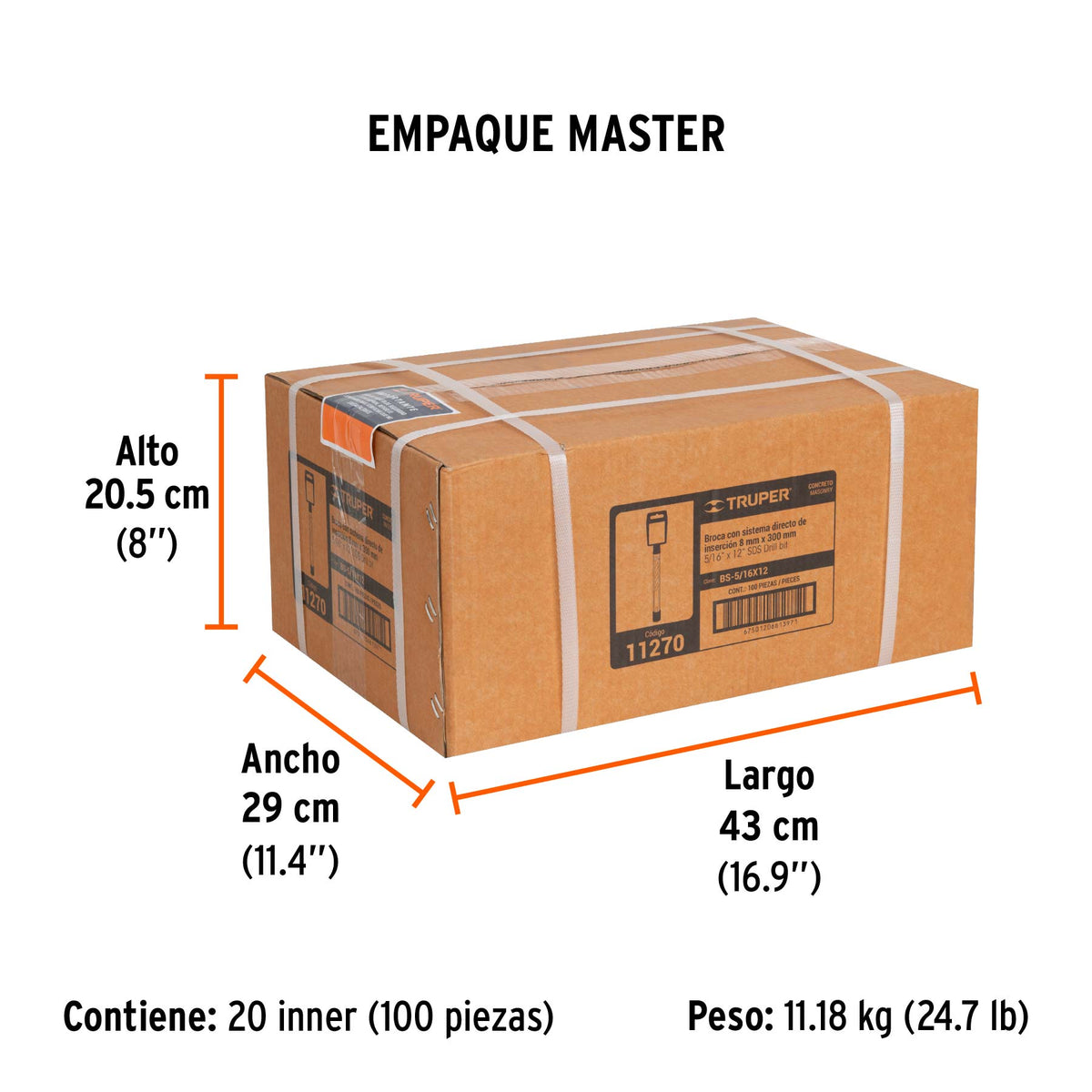Broca SDS Plus 5/16 x Truper 12"