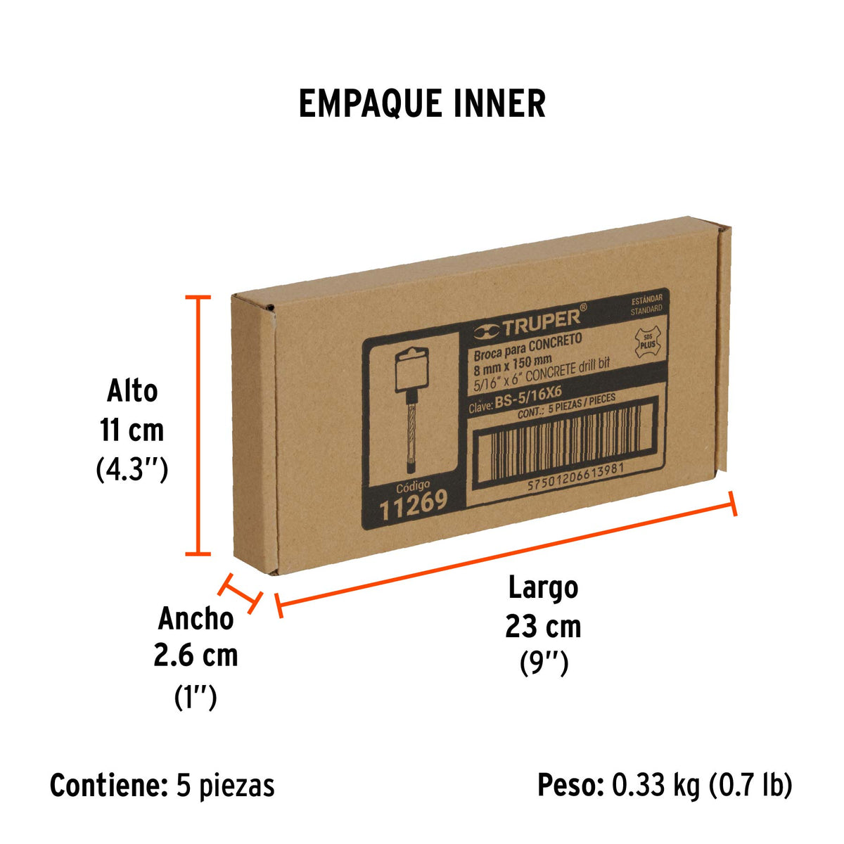 Broca SDS Plus 5/16 x Truper 6"