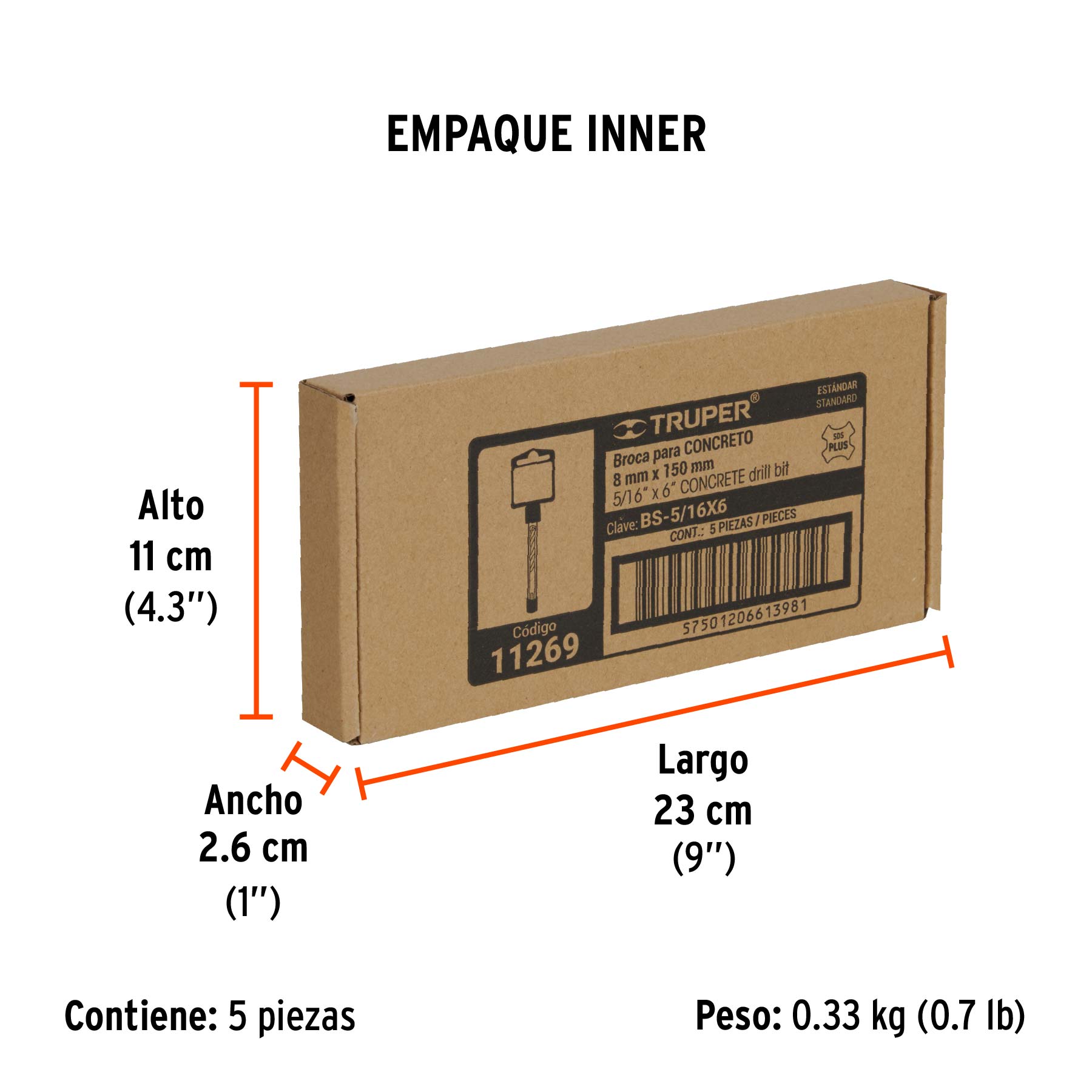 Broca SDS Plus 5/16 x Truper 6"