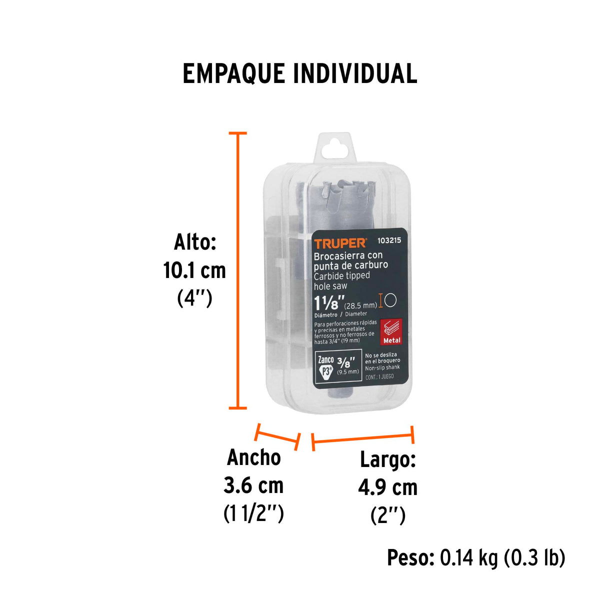 Brocasierra de carburo de tungsteno Truper 1-1/8"