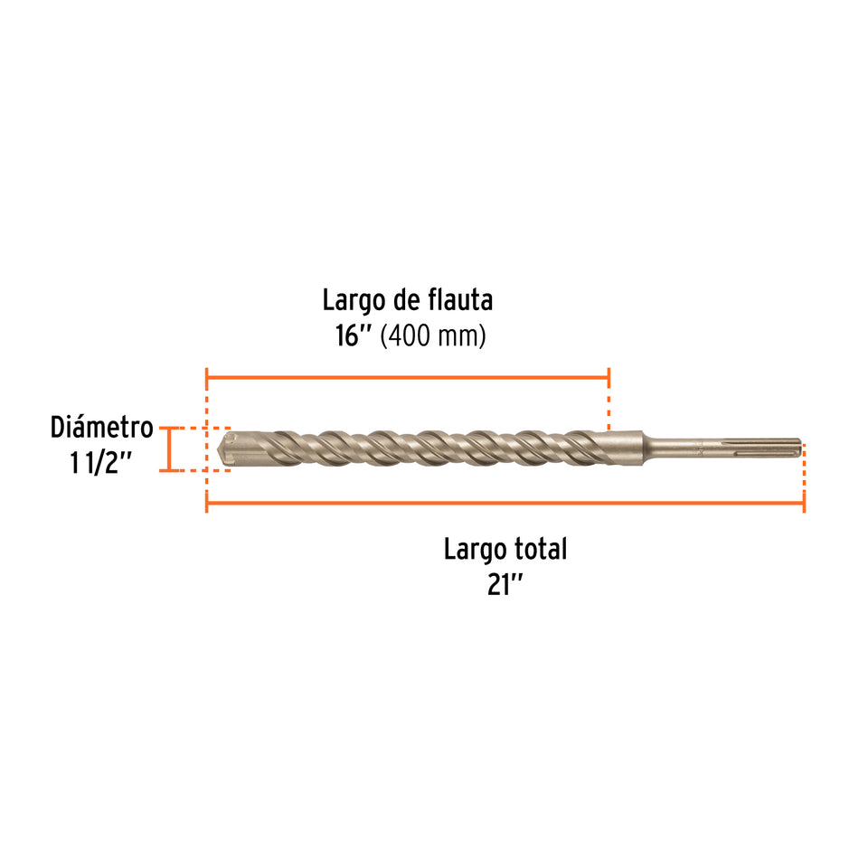 Broca SDS Ma x de 1-1/2 x 21" Truper