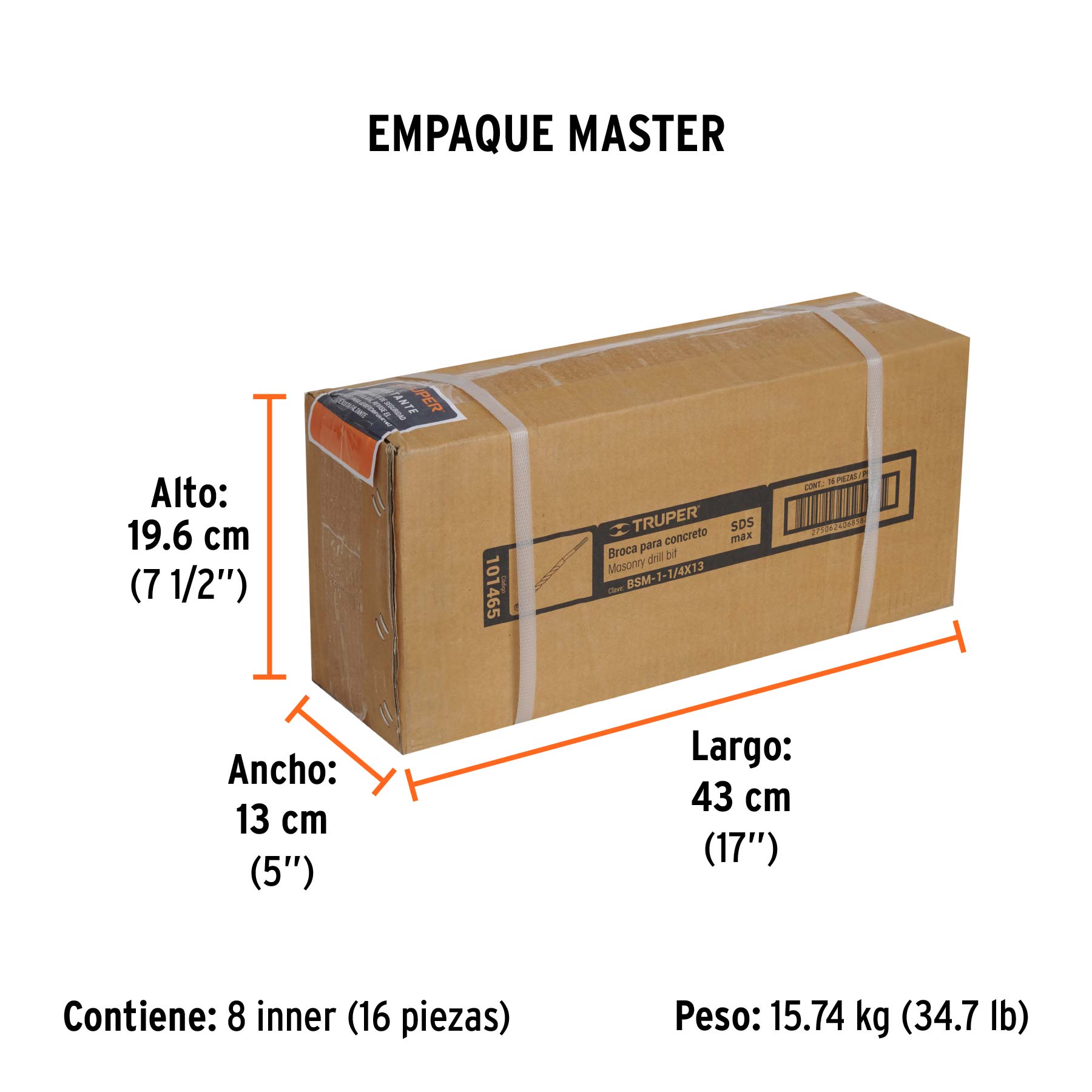 Broca SDS Ma x de 1-1/4 x Truper 13"