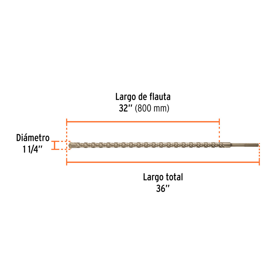 Broca SDS Ma x de 1-1/4 x Truper 36"