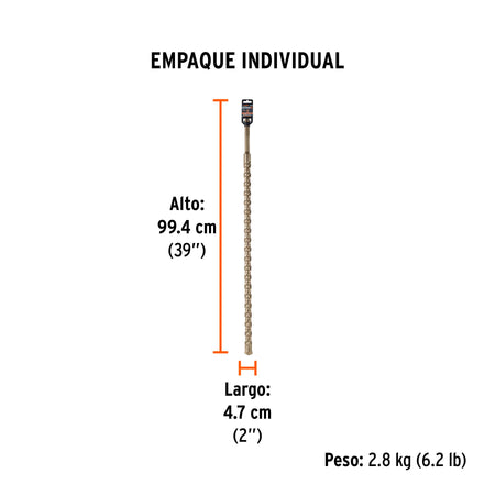 Broca SDS Ma x de 1-1/4 x Truper 36"