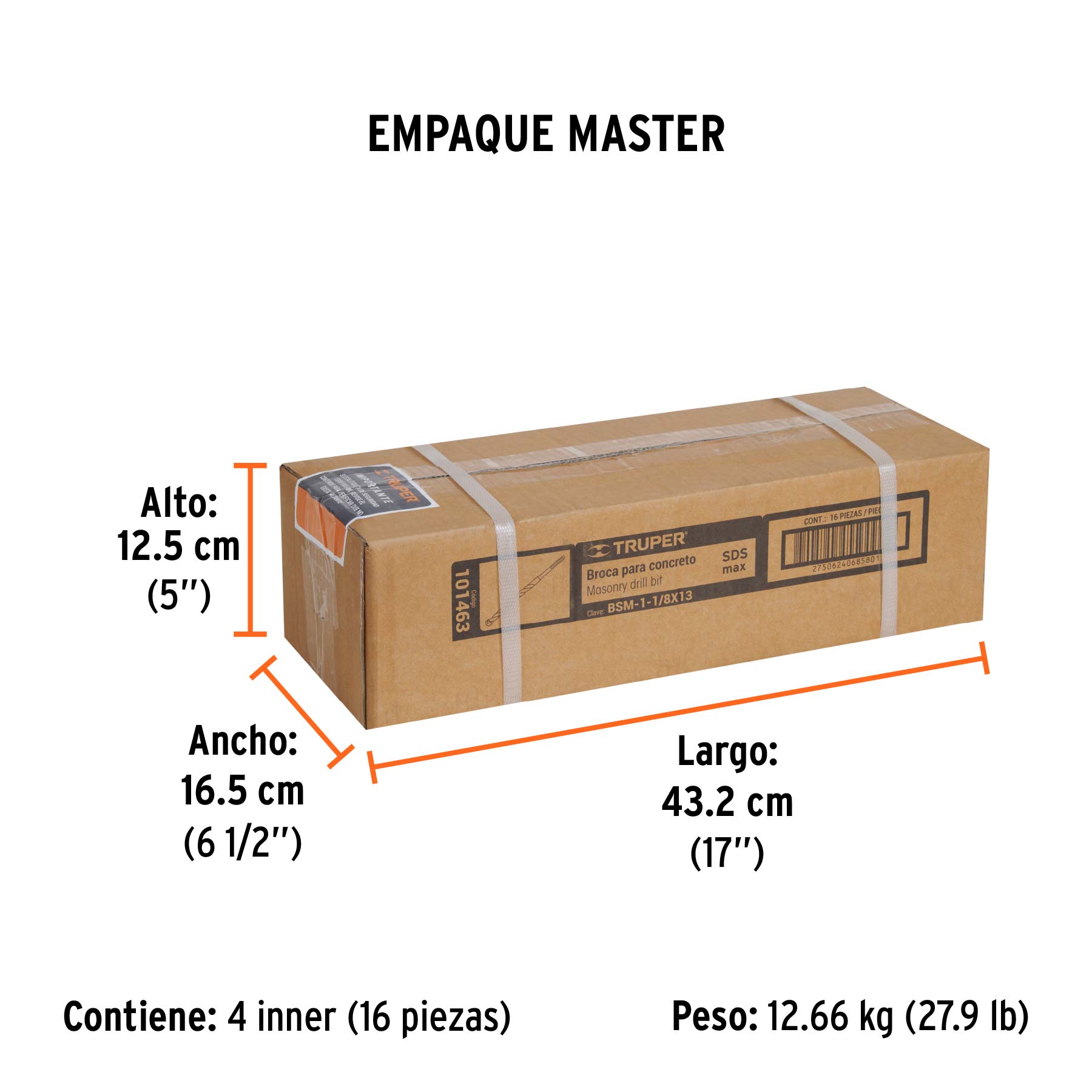 Broca SDS Ma x de 1-1/8 x Truper 13"