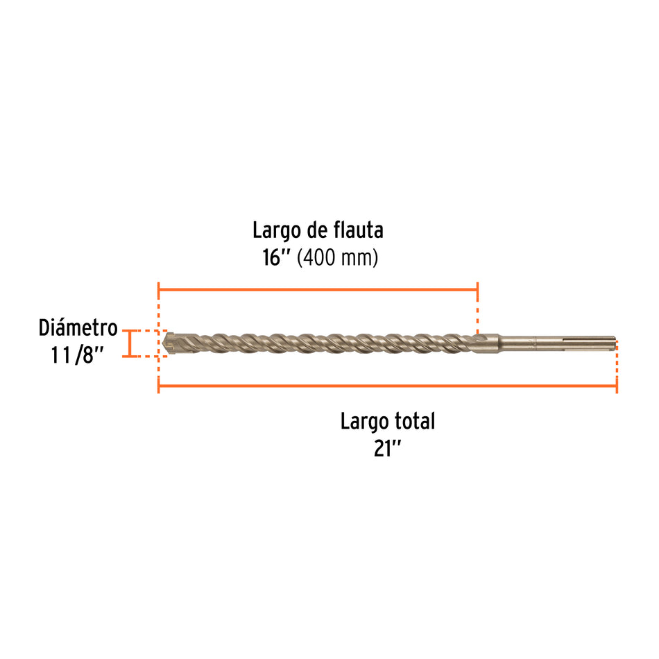 Broca SDS Ma x de 1-1/8 x Truper 21"