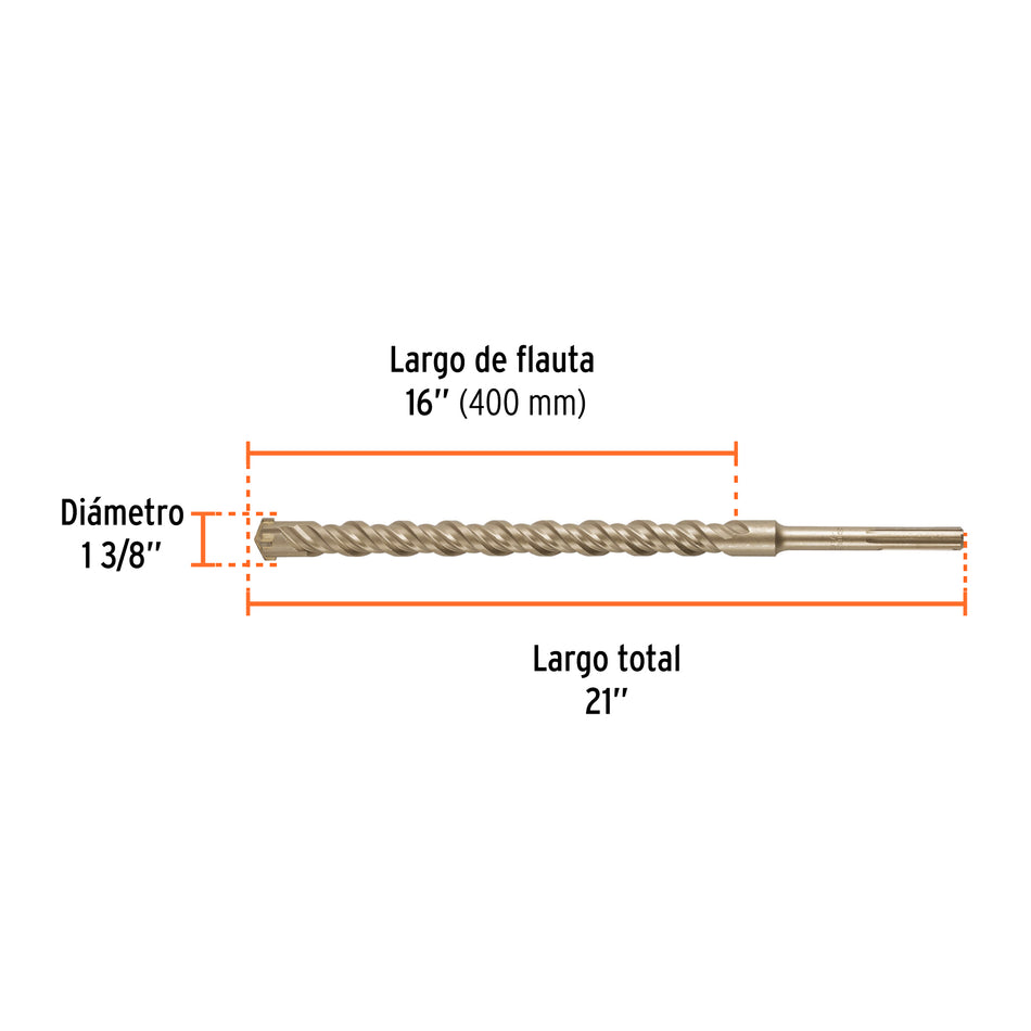 Broca SDS Ma x de 1-3/8 x 21" Truper