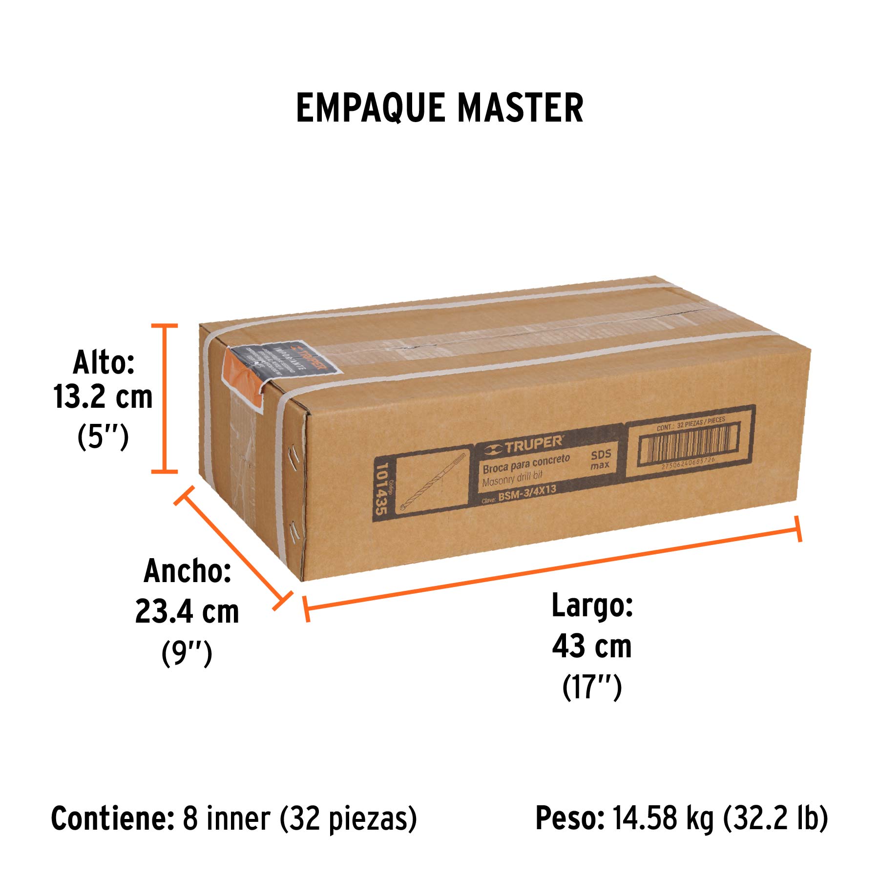 Broca SDS Ma x de 3/4 x Truper 13"
