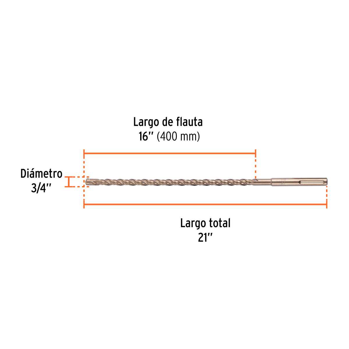 Broca SDS Ma x de 3/4 x Truper 21"