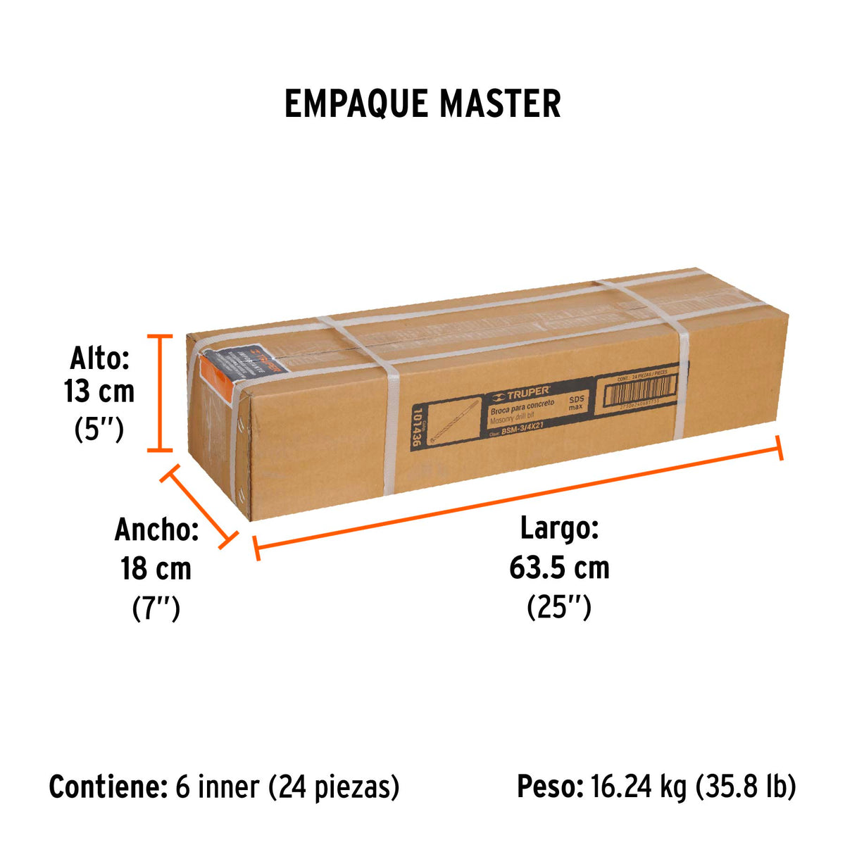 Broca SDS Ma x de 3/4 x Truper 21"