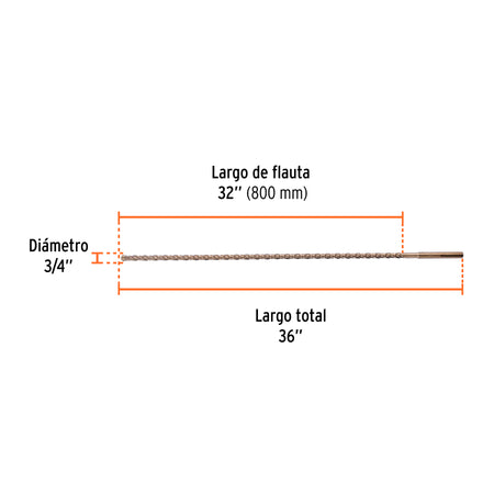 Broca SDS Ma x de 3/4 x Truper 36"